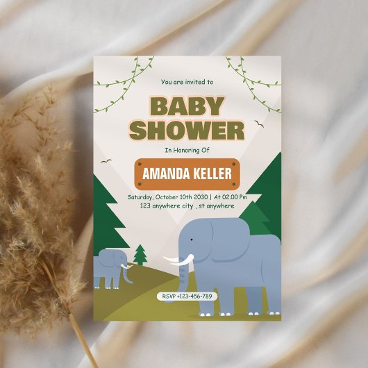 Niedliche Elephant Baby Dusche Einladung