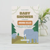Niedliche Elephant Baby Dusche Einladung (Stehend Vorderseite)