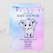 Niedliche Elephant Baby Dusche Einladung (Vorne/Hinten)