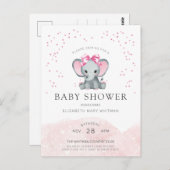Niedliche Elephant Baby Dusche Einladung Postkarte (Vorne/Hinten)