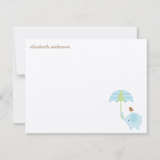 Niedliche Elephant Baby Dusche Flat Danke Karten (Vorderseite)