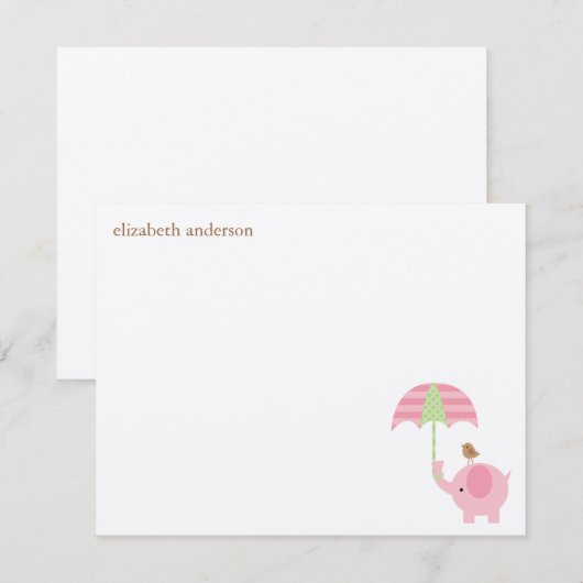 Niedliche Elephant Baby Dusche Flat Danke Karten (Vorne/Hinten)