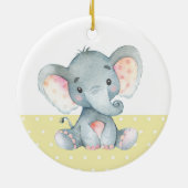 Niedliche Elephant Baby Dusche gelb Keramik Ornament (Hinten)