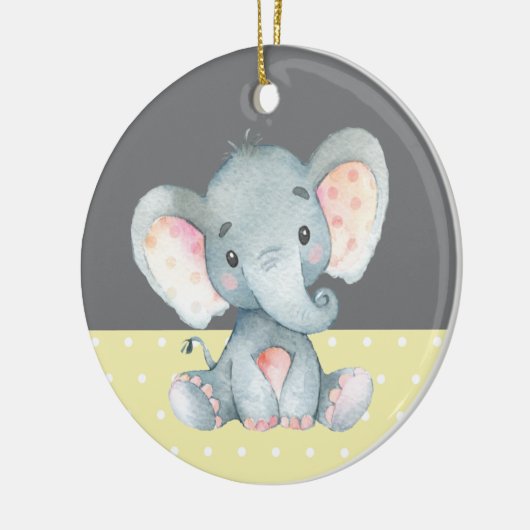 Niedliche Elephant Baby Dusche gelb Keramik Ornament (Links)