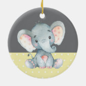 Niedliche Elephant Baby Dusche gelb Keramik Ornament (Hinten)