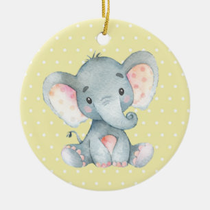 Niedliche Elephant Baby Dusche gelb Keramik Ornament