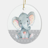 Niedliche Elephant Baby Dusche Grau Keramik Ornament (Links)