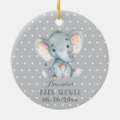 Niedliche Elephant Baby Dusche Grau Keramik Ornament (Hinten)
