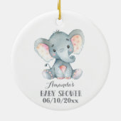 Niedliche Elephant Baby Dusche Grau Keramik Ornament (Hinten)