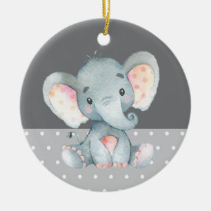 Niedliche Elephant Baby Dusche Grau Keramik Ornament