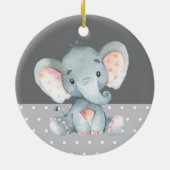 Niedliche Elephant Baby Dusche Grau Keramik Ornament (Hinten)