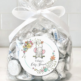 Niedliche Elephant Baby Dusche Party Dekoration mi Runder Aufkleber