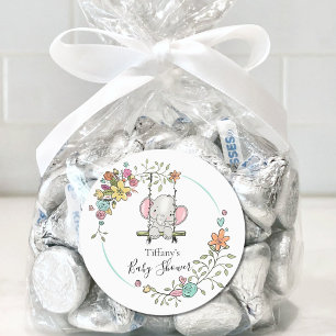 Niedliche Elephant Baby Dusche Party Dekoration mi Runder Aufkleber