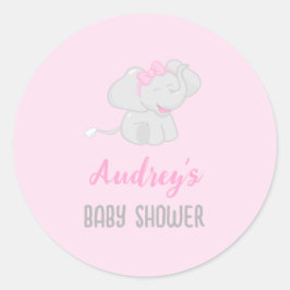 Niedliche Elephant Baby Dusche Rosa Runder Aufkleber