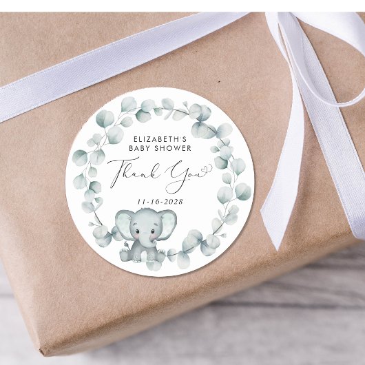Niedliche Elephant Baby Dusche Vielen Dank Runder Aufkleber