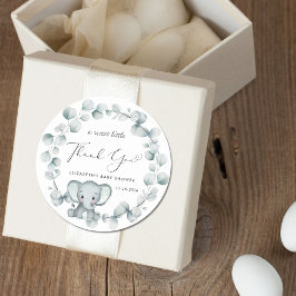 Niedliche Elephant Baby Dusche Vielen Dank Runder Aufkleber