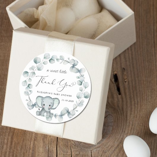 Niedliche Elephant Baby Dusche Vielen Dank Runder Aufkleber