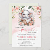 Niedliche Elephant Baby Girl Babydusche Einladung (Vorne/Hinten)