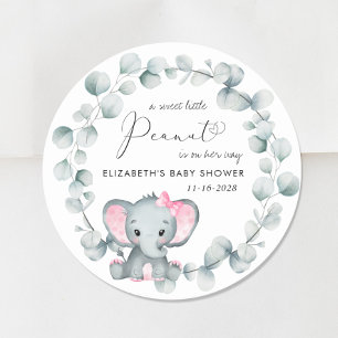Niedliche Elephant Baby Girl Dusche Runder Aufkleber