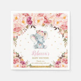Niedliche Elephant Babydusche Blush Blumenserviett Serviette