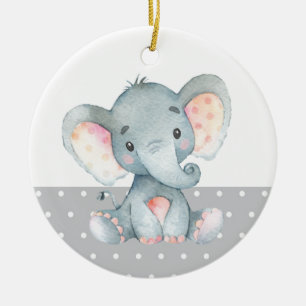 Niedliche Elephant Babydusche Grau Keramik Ornament