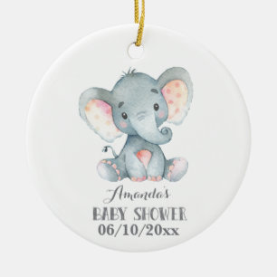 Niedliche Elephant Babydusche Grau Keramik Ornament