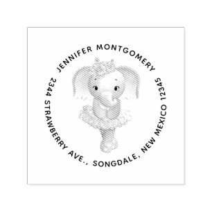Niedliche Elephant Ballerina-Adresse Permastempel