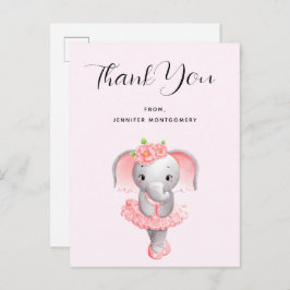 Niedliche Elephant Ballerina Pink & Gray Vielen Da Postkarte