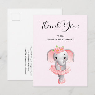 Niedliche Elephant Ballerina Pink & Gray Vielen Da Postkarte