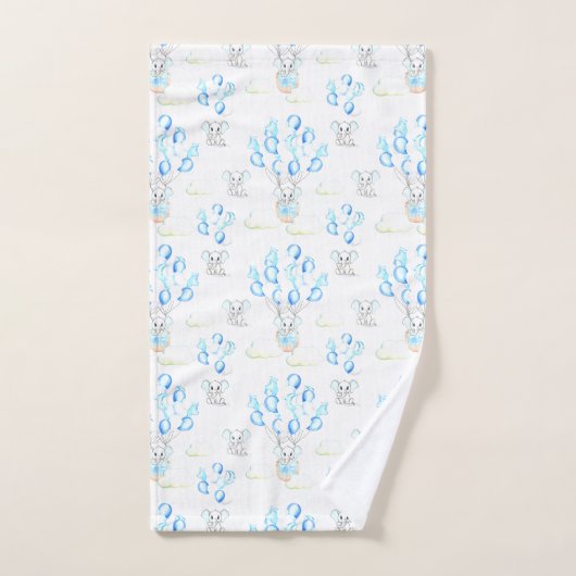 Niedliche Elephant Balloons & Clouds Baby Boy Must Badhandtuch Set (Handtuch)