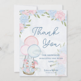 Niedliche Elephant Balloons Rosa Blumenblütendusch Dankeskarte