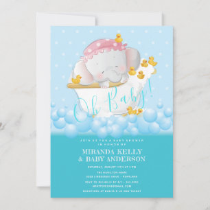 Niedliche Elephant Bath Baby Dusche Einladung
