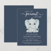 Niedliche Elephant Blue Baby Boy Dusche Einladung (Vorne/Hinten)