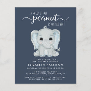 Niedliche Elephant Blue Baby Boy Dusche Einladung