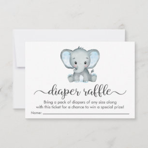 Niedliche Elephant Blue Diaper Raffle Baby Duschka Einladung