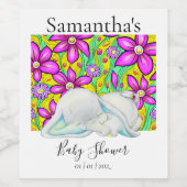 Niedliche Elephant Blume Babydusche Weinetikett (Einzelnes Label)