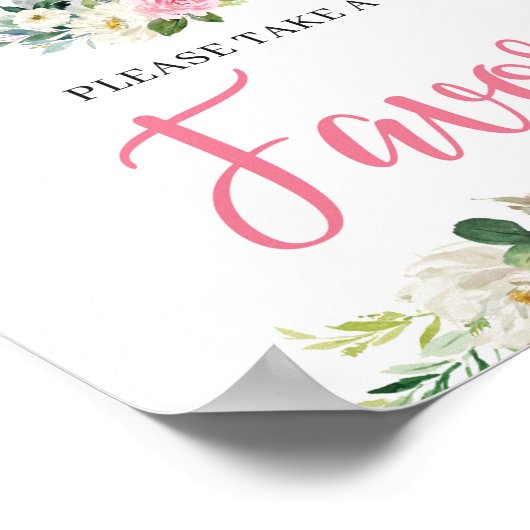 Niedliche Elephant BLush Floral Baby Dusche Favori Poster (Ecke)