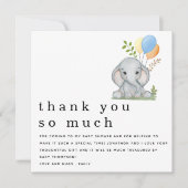 Niedliche Elephant Boy Baby Dusche Blau Vielen Dan Mitteilungskarte (Vorderseite)