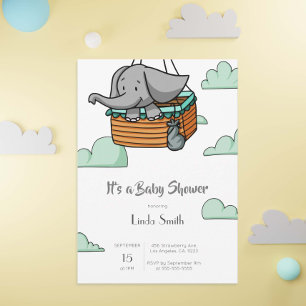 Niedliche Elephant Boy Baby Dusche Einladung