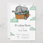 Niedliche Elephant Boy Baby Dusche Einladung (Vorderseite)