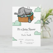 Niedliche Elephant Boy Baby Dusche Einladung (Stehend Vorderseite)