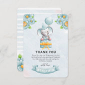 Niedliche Elephant Boy Geburtstagsparty Dankeskarte (Vorne/Hinten)