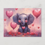 Niedliche Elephant Calf Herzballons Postkarte (Vorderseite)