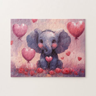 Niedliche Elephant Calf Herzballons Puzzle