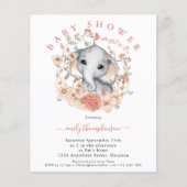 Niedliche Elephant Coral Baby Dusche Einladung (Vorderseite)