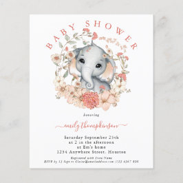 Niedliche Elephant Coral Baby Dusche Einladung