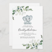 Niedliche Elephant Eucalyptus Baby Dusche Einladung (Vorne/Hinten)
