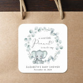 Niedliche Elephant Eucalyptus Baby Dusche Quadratischer Aufkleber
