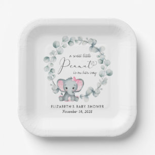 Niedliche Elephant Eucalyptus Baby Girl Dusche Pappteller