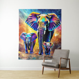 Niedliche Elephant Family Tapestry-Wand hängt Wandteppich